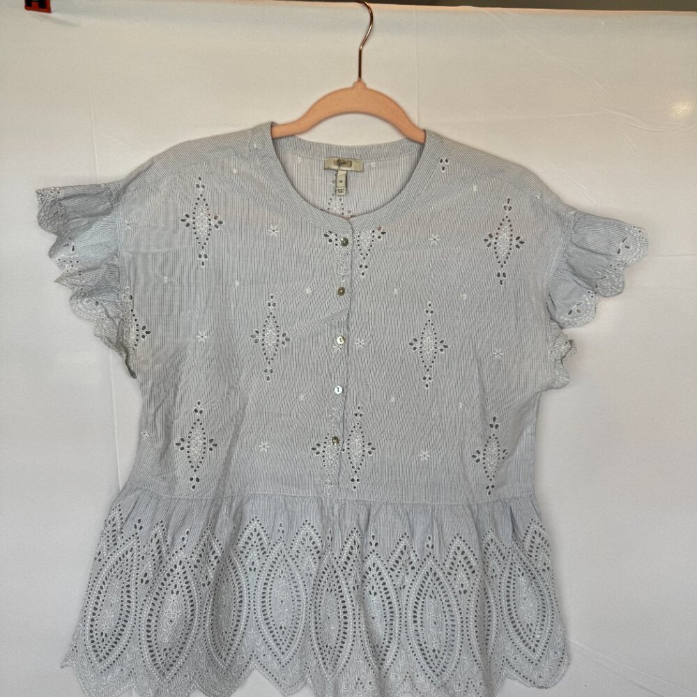 Joie Cerelia Eyelet Peplum Top Women M - Picture 6 of 11